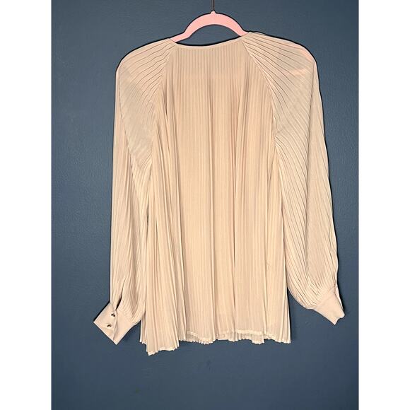 VTG David Lawrence Pleated Long Sleeve Corp Core Beige Dolman Vintage 90s Top - Picture 2 of 7